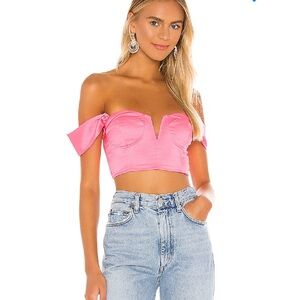 Superdown Bright Pink Off-Shoulder Crop Top